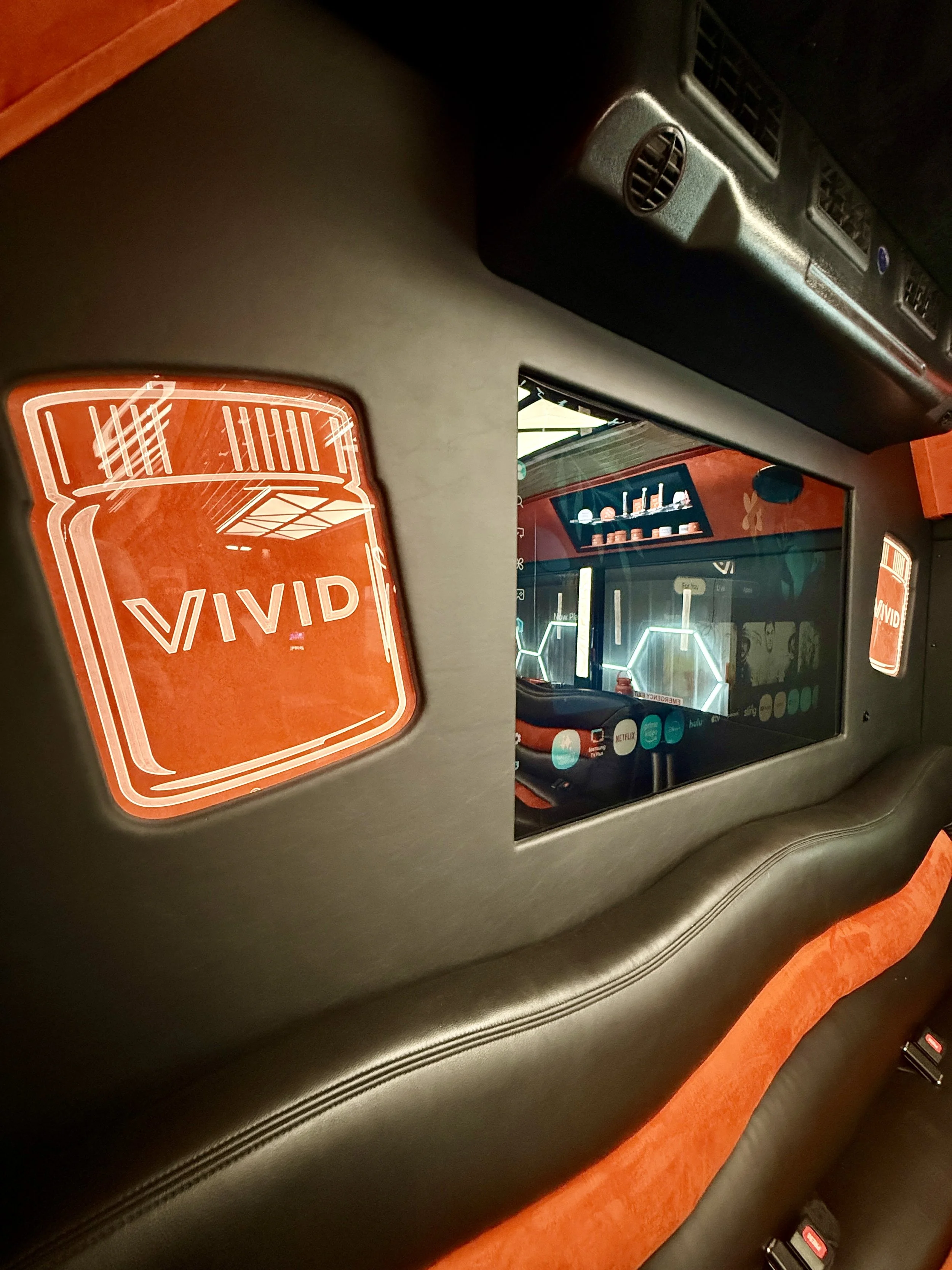 Acrylic etched pieces built to light up for marketing Brand vehicle