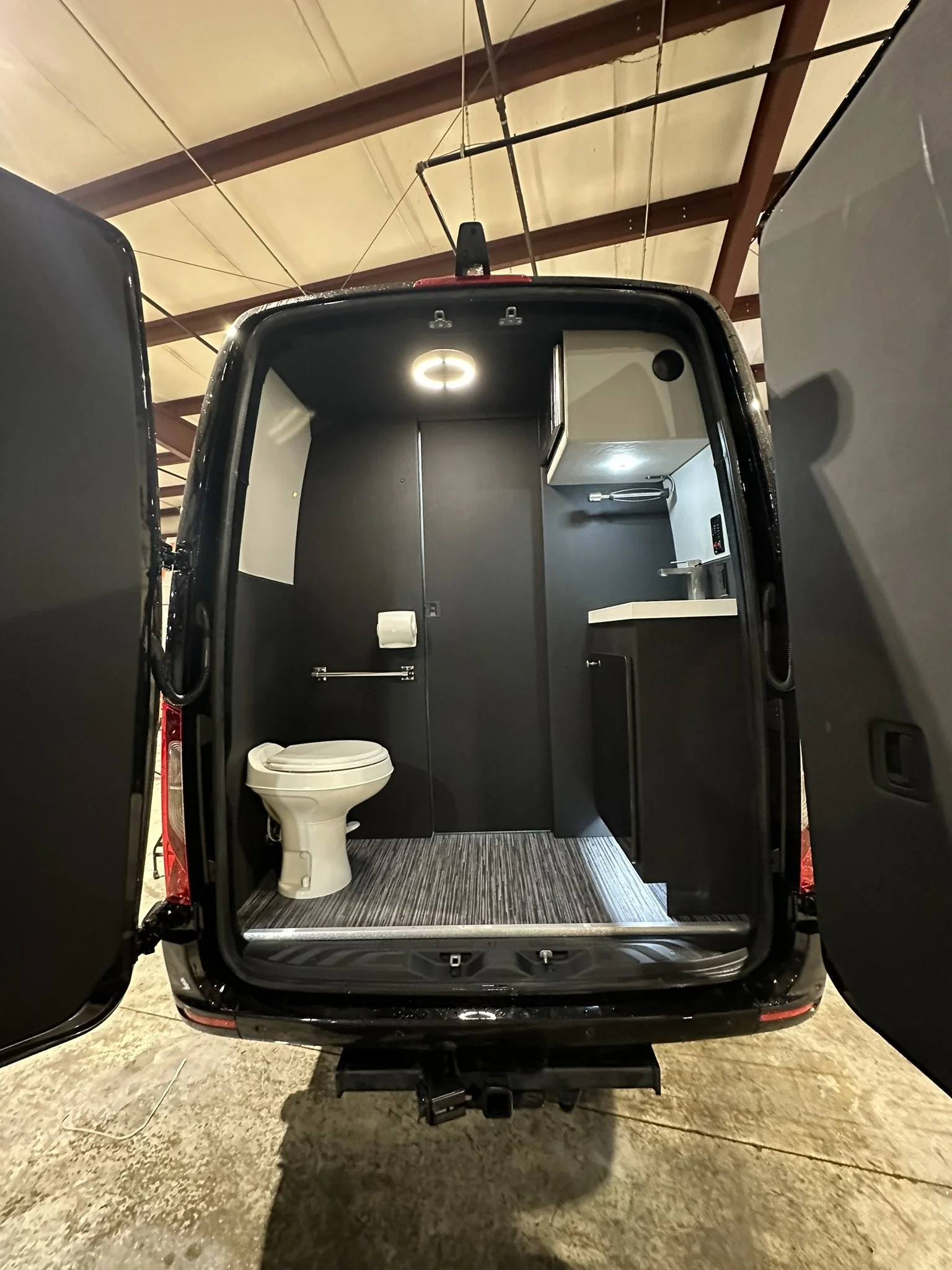 Bathroom in back of Mercedes Sprinter Van