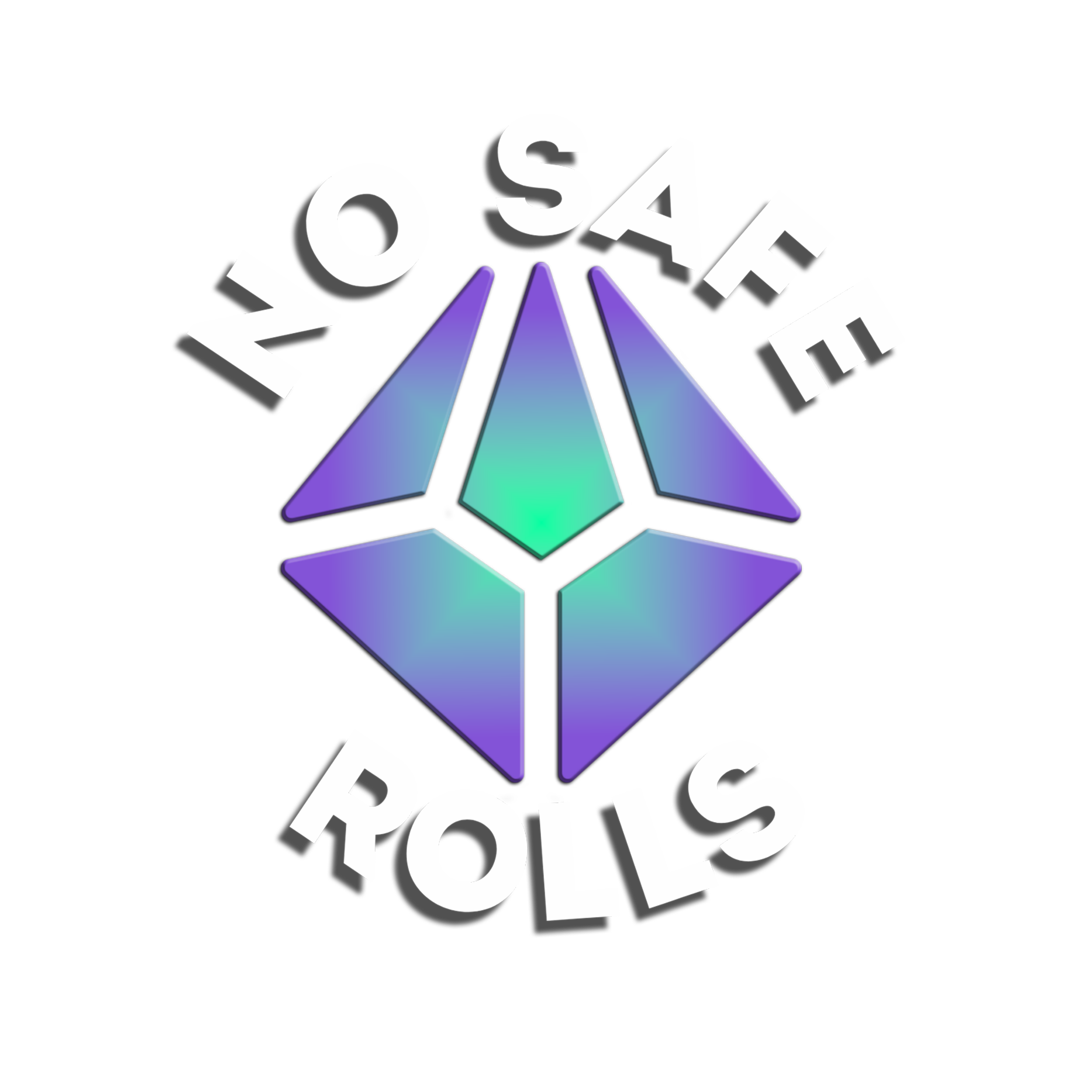 Illustration of a 3D geometric shape with a gradient of purple, blue, and green hues, surrounded by the words 'SAFE' and 'ROLLS' in white, stylized text.