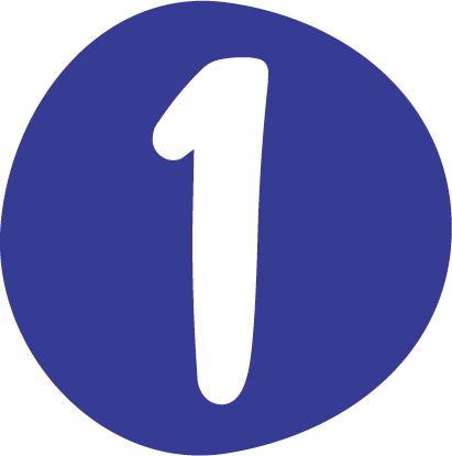 Blue circular icon with a white number one in the center.