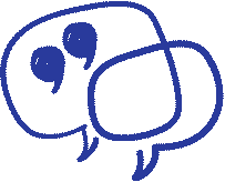 Two overlapping speech bubbles, one with quotation marks inside.