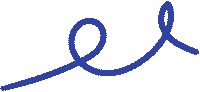 A blue line drawing of a simple, abstract, looping shape.