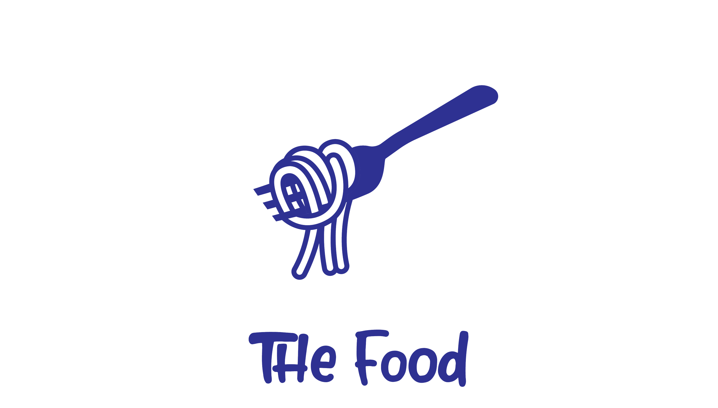 Logo with a spoon and a ball of spaghetti, with the text 'The Food' underneath.