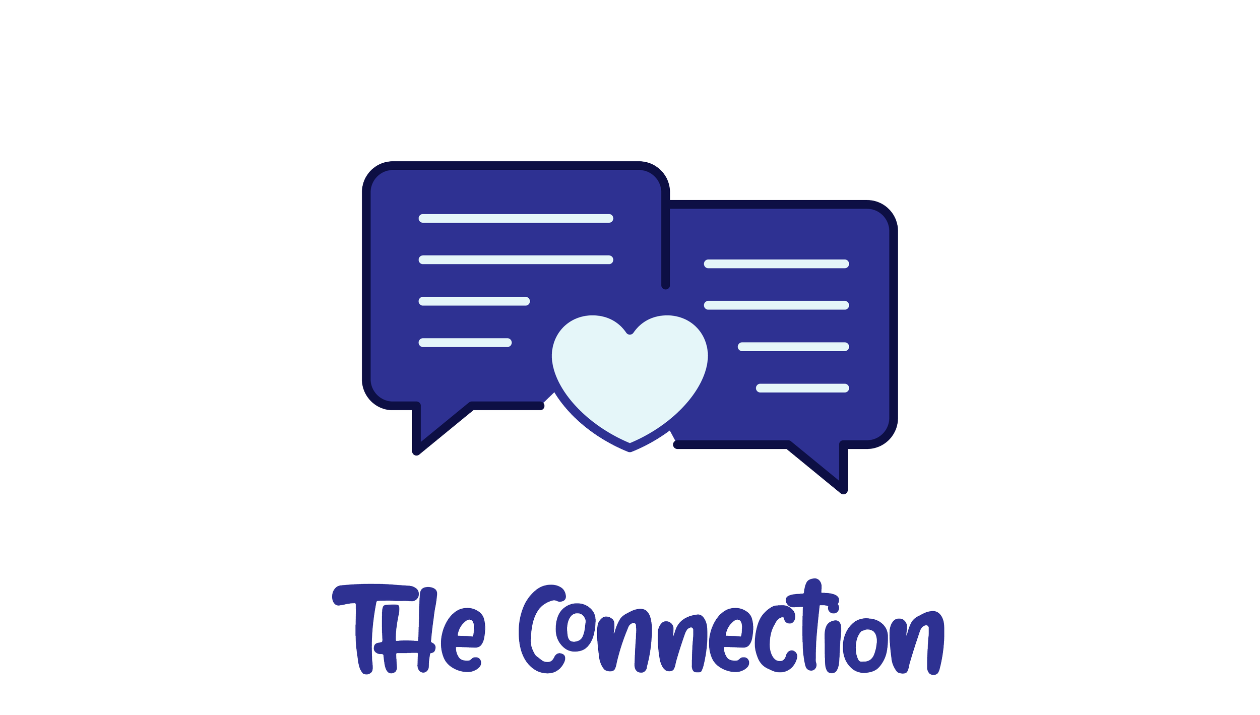 Logo with two speech bubbles and a heart, with text below reading 'The Connect'