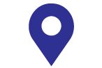 A dark blue map pin icon on a transparent background.