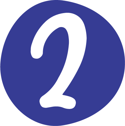 Blue circular icon with a white number 2 in the center