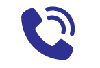 Icon of a blue telephone handset.