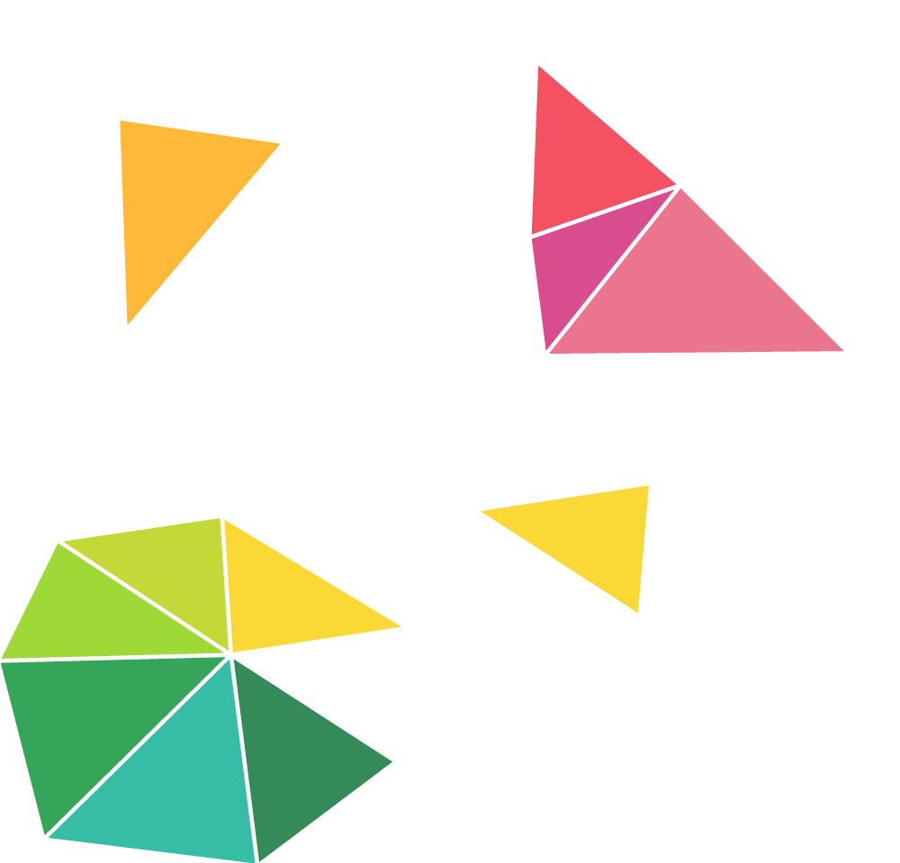 Diagram showing the process of partitioning a triangle into smaller triangles, with steps labeled and highlighted in various colors.