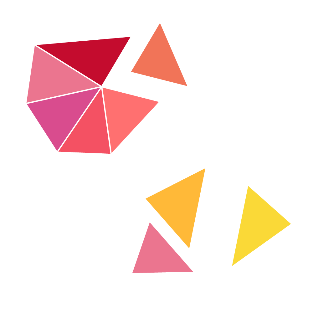 Colorful geometric shapes including triangles and quadrilaterals arranged on a black background.