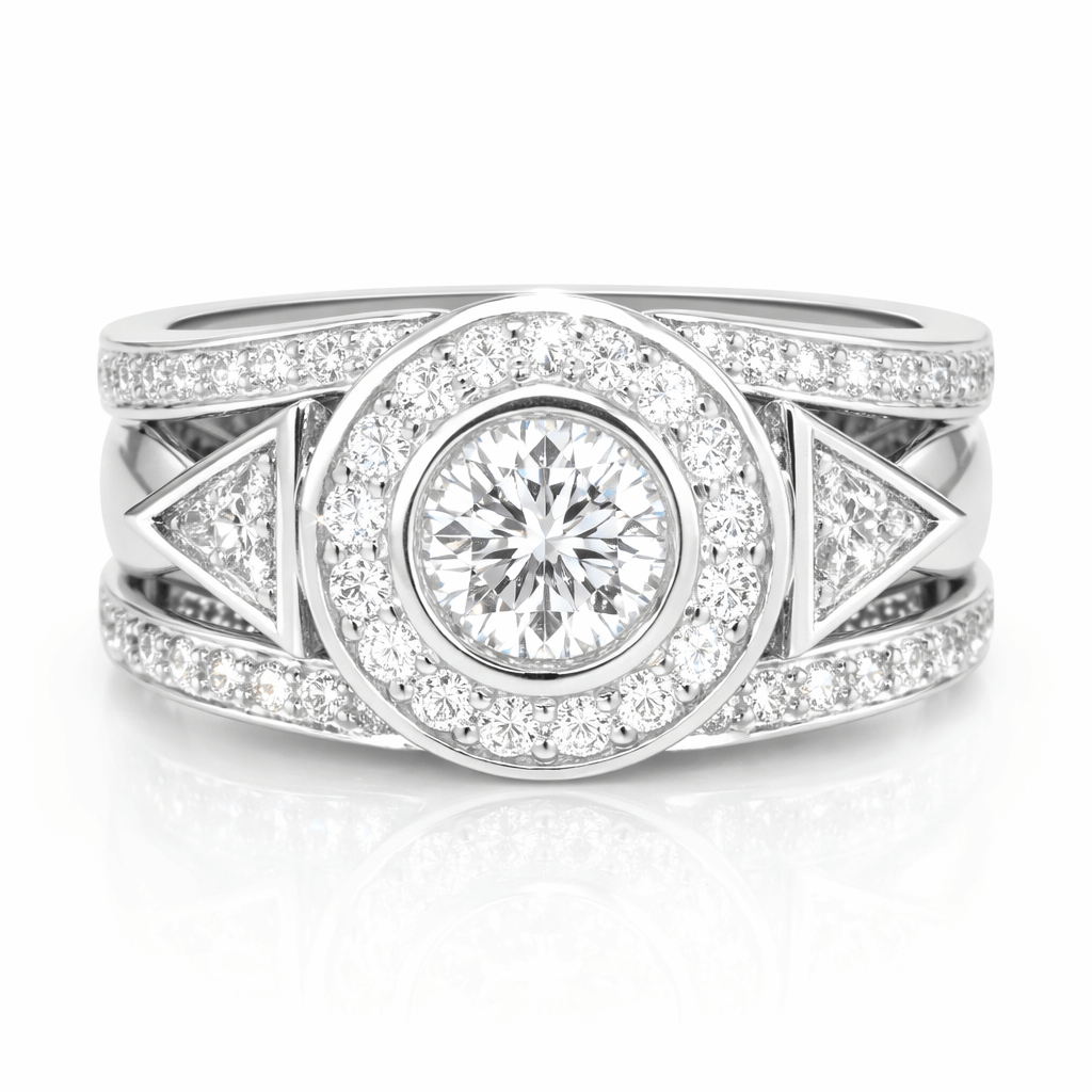 Round brilliant cut diamond engagement ring set in white gold.
