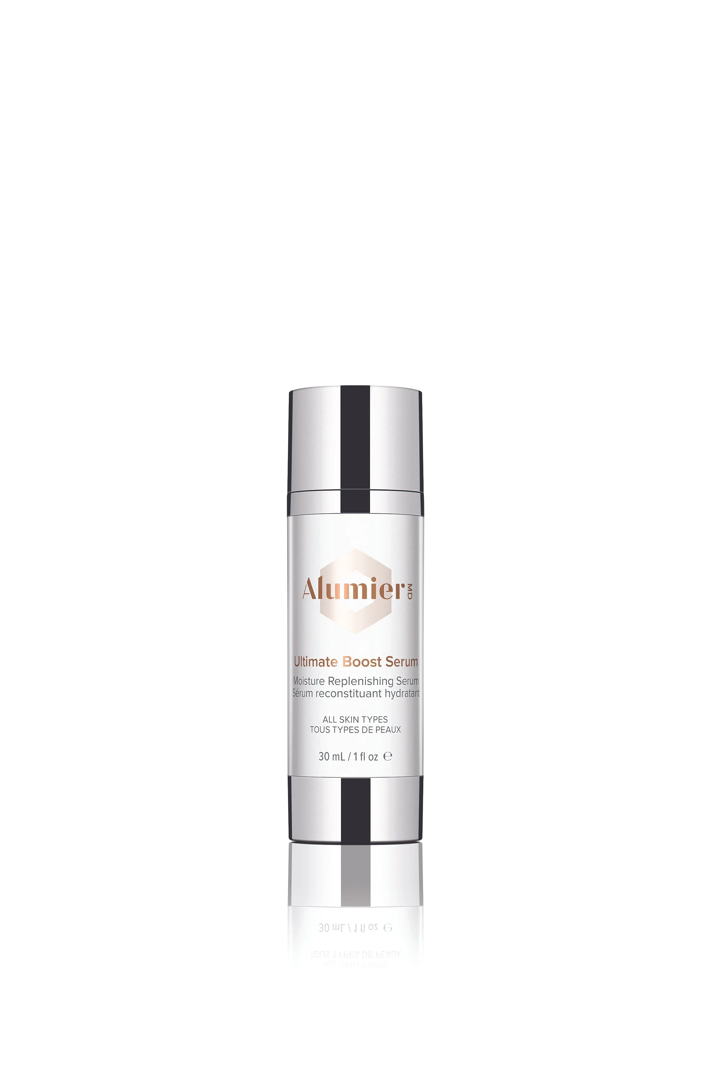 A bottle of AlumierMD Ultimate Boost Serum for all skin types