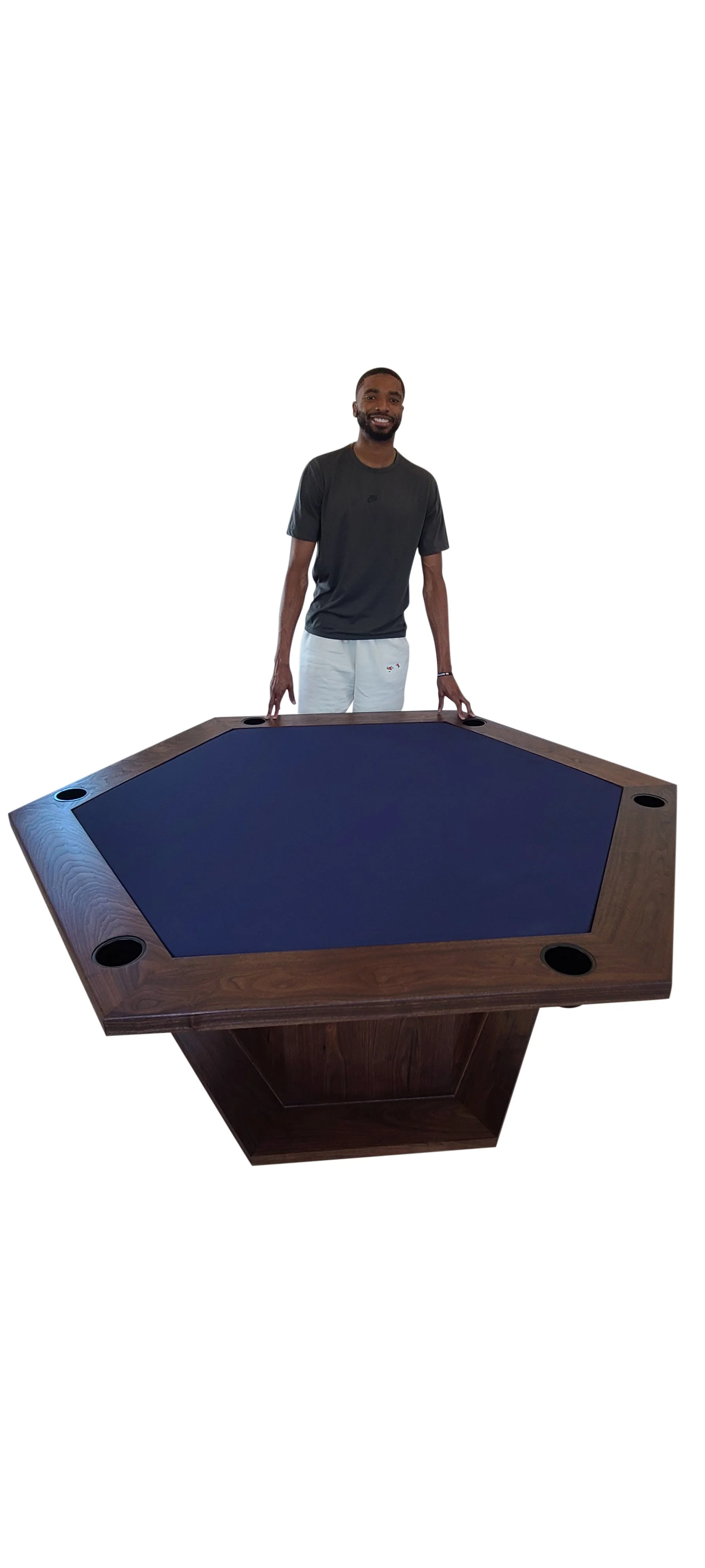 Walnut Hexagon Poker table for NBA star Mikal Bridges