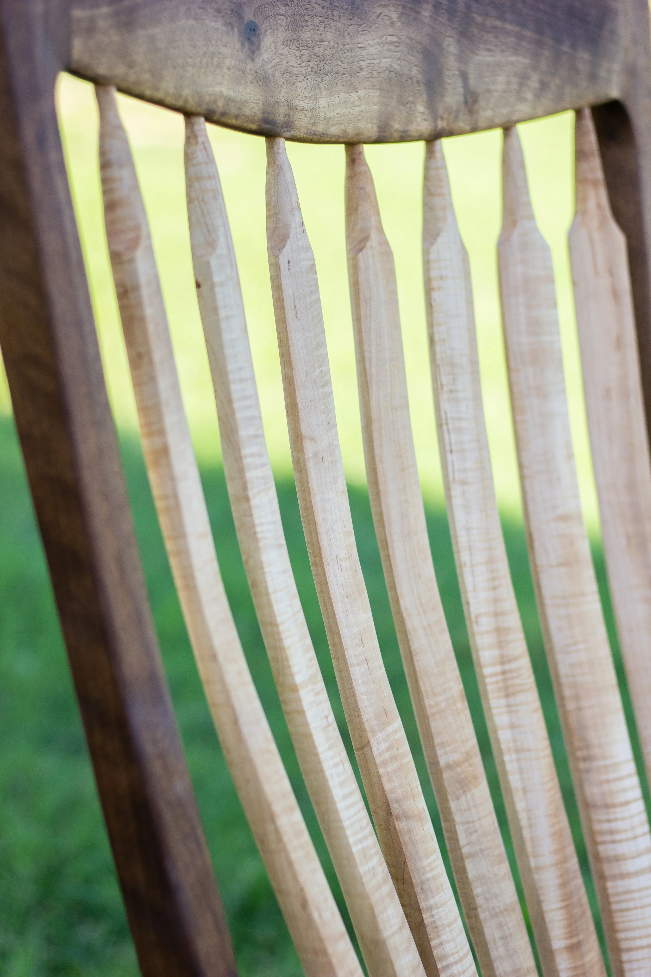 Curly Black Walnut & Curly Maple Maloof-Inspired Rocking Chair