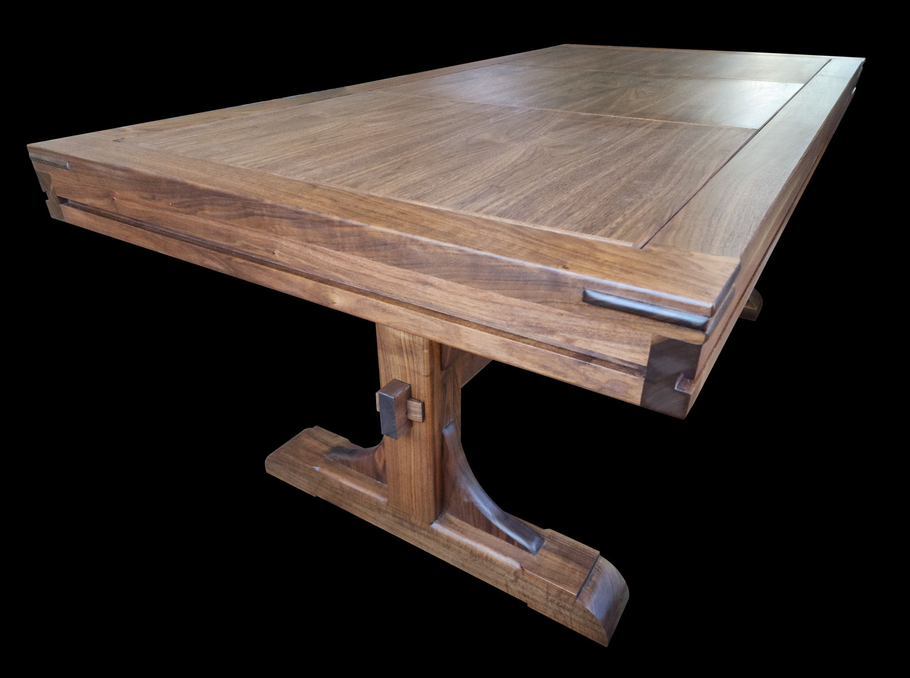 Curly Black Walnut Trestle gaming/dining table

