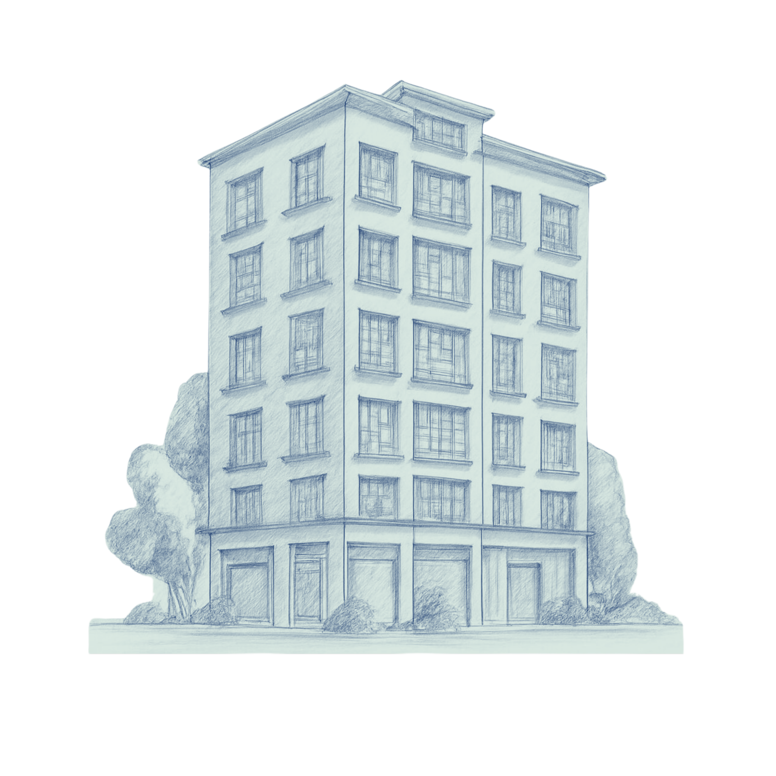 Drawing of apartment building representing housing and tenant rights law in Seattle