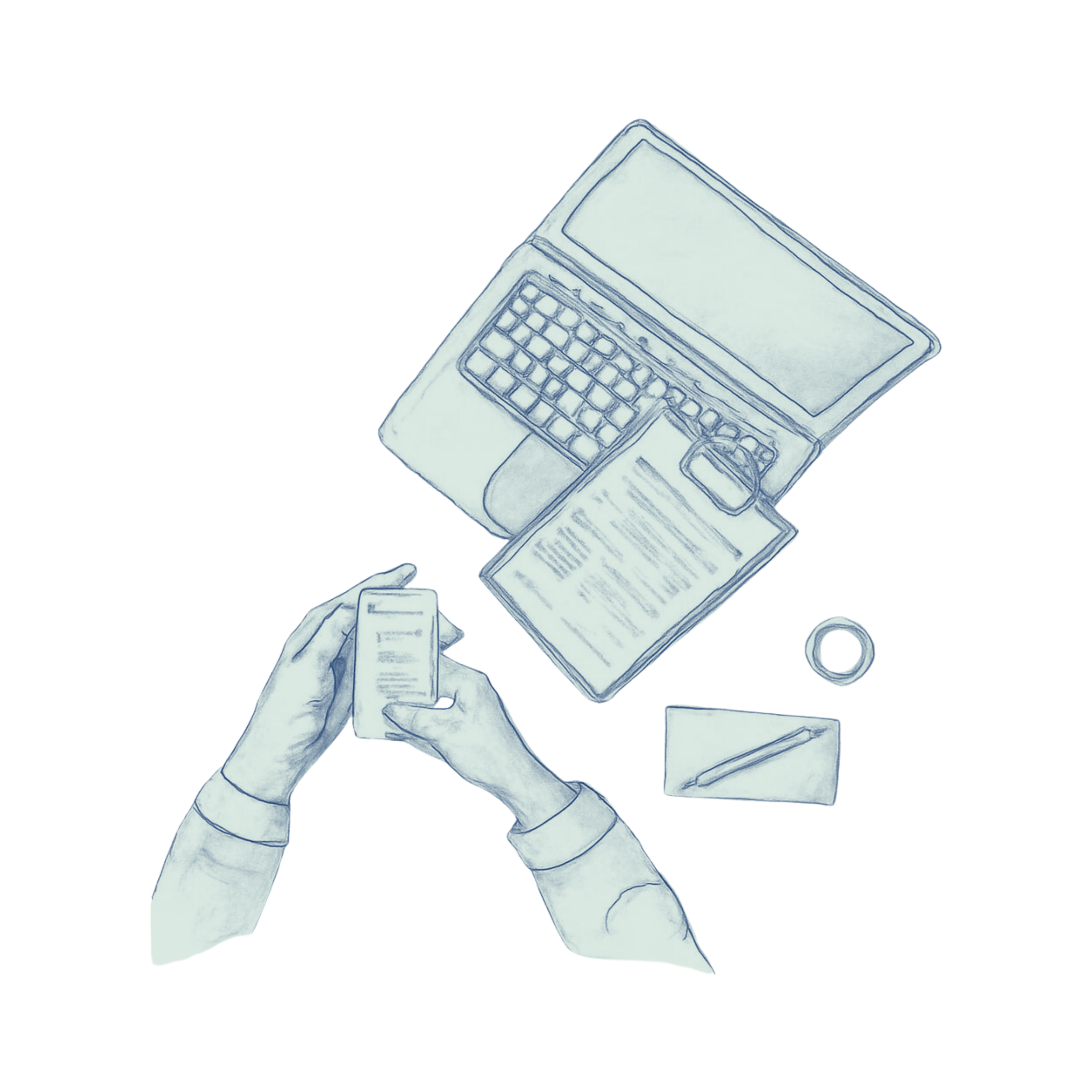 Drawing of someone working on laptop representing labor and worker rights law in Seattle