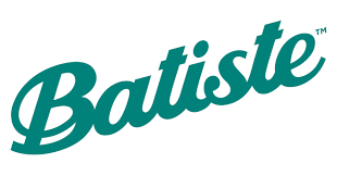 Batiste logo in teal cursive font.