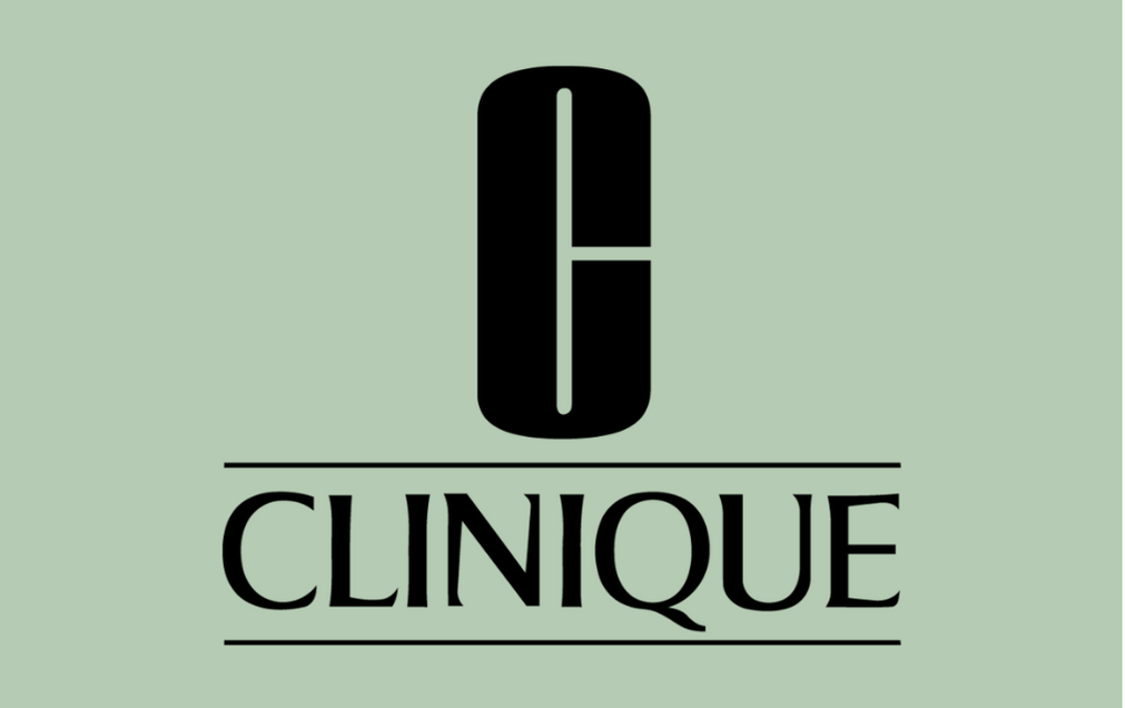 Clinique logo with a large black 'C' above the word 'Clinique' on a light green background.