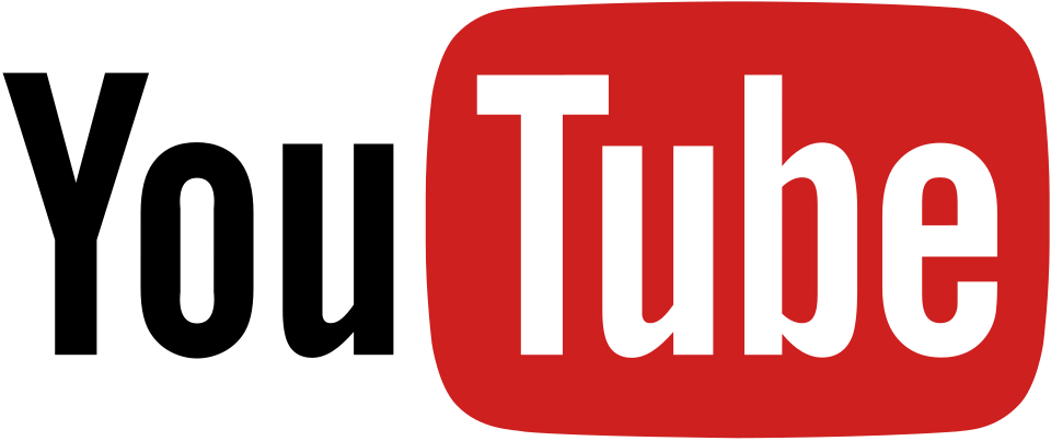 YouTube logo with a red play button background and white text.