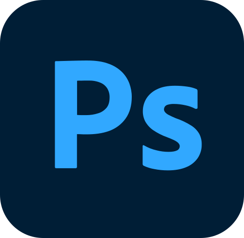 Adobe Photoshop app icon with a dark background and blue letters PS.