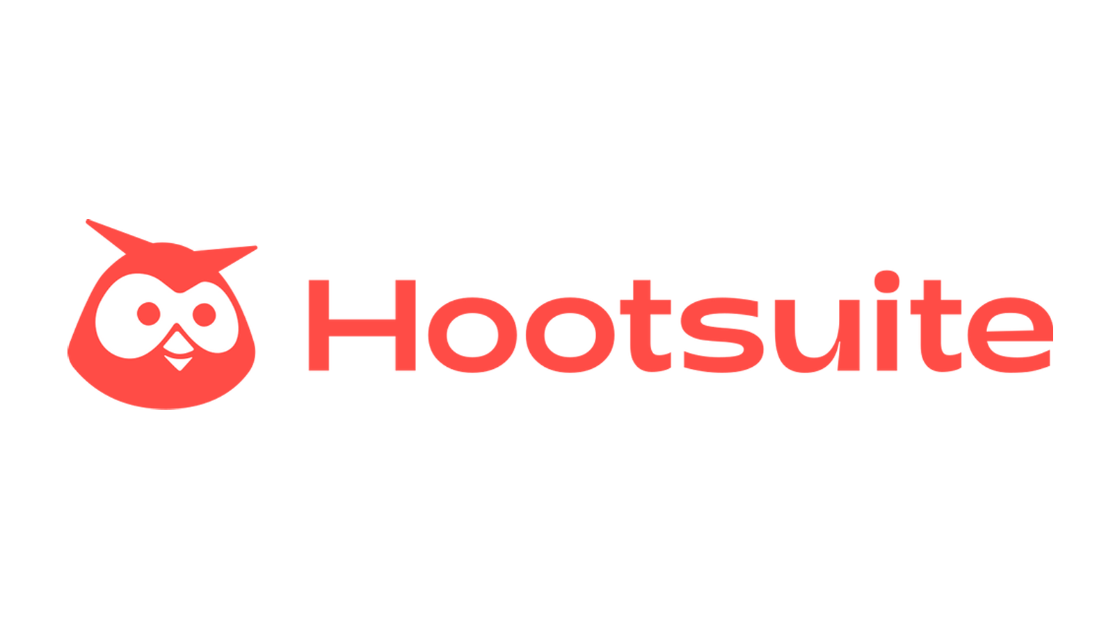 Hootsuite logo featuring a red owl face and the word 'Hootsuite' in red text.