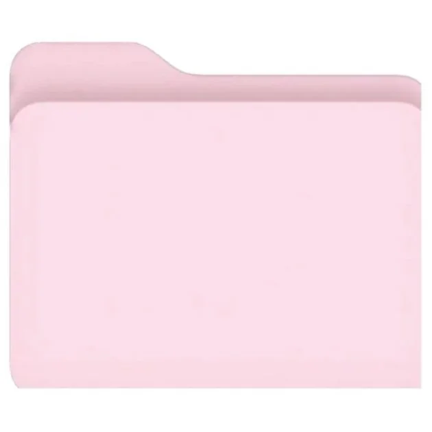 A pink file folder with a tab at the top, seen from the front.