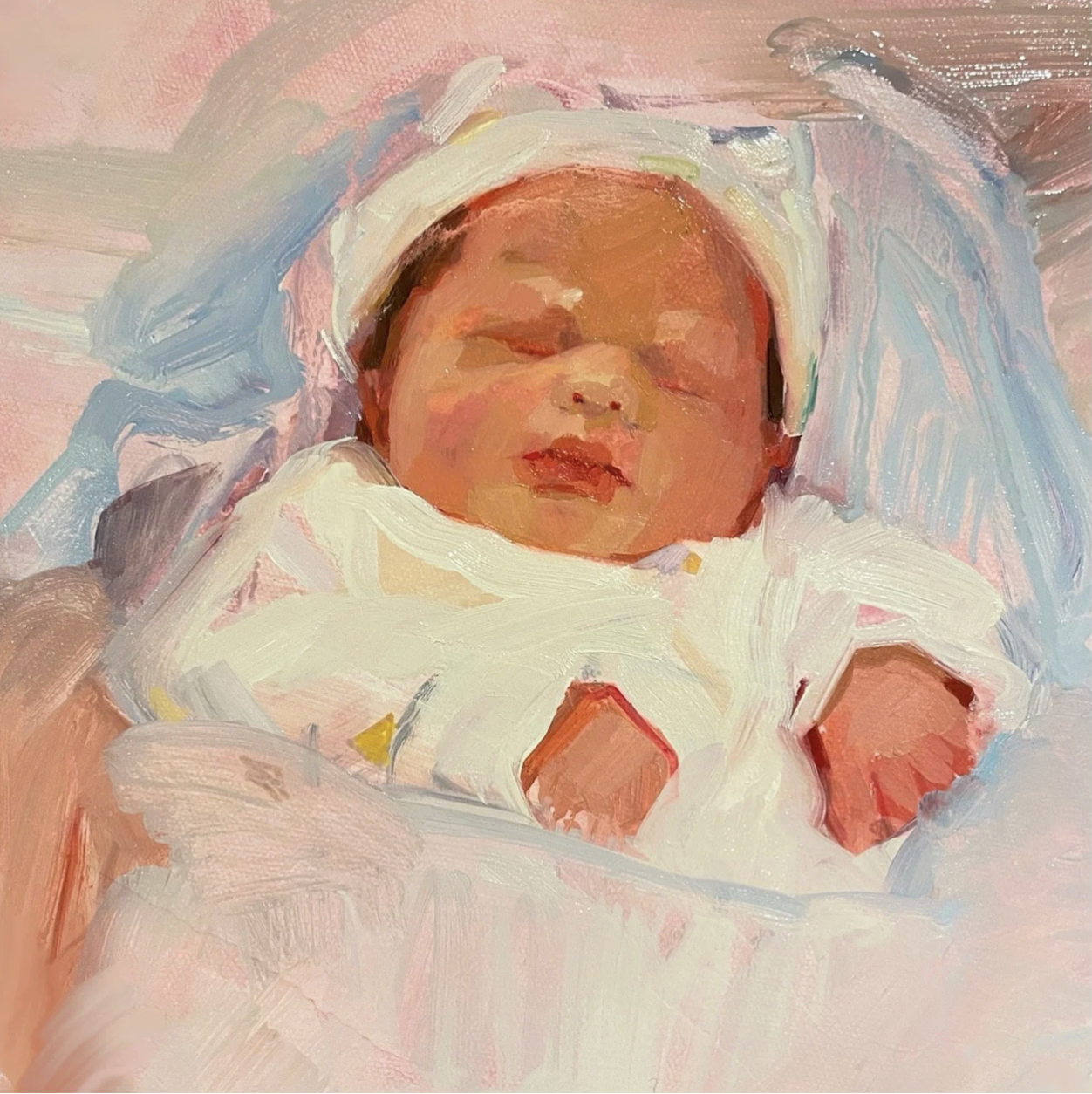 Newborn III, oil on canvas, round 23cm 2015