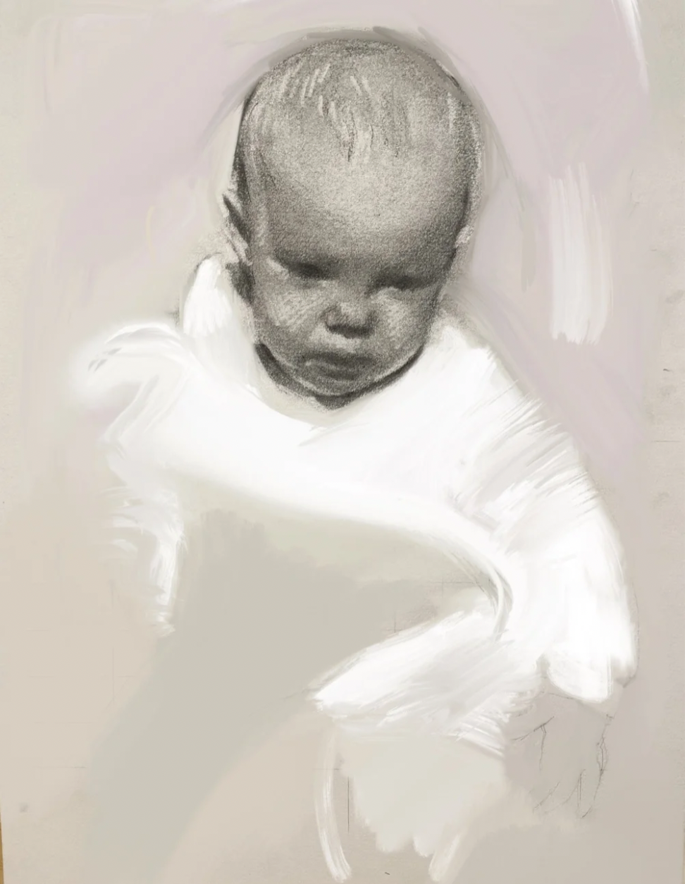Newborn, charcoal on paper, 23 x 30cm 2014
