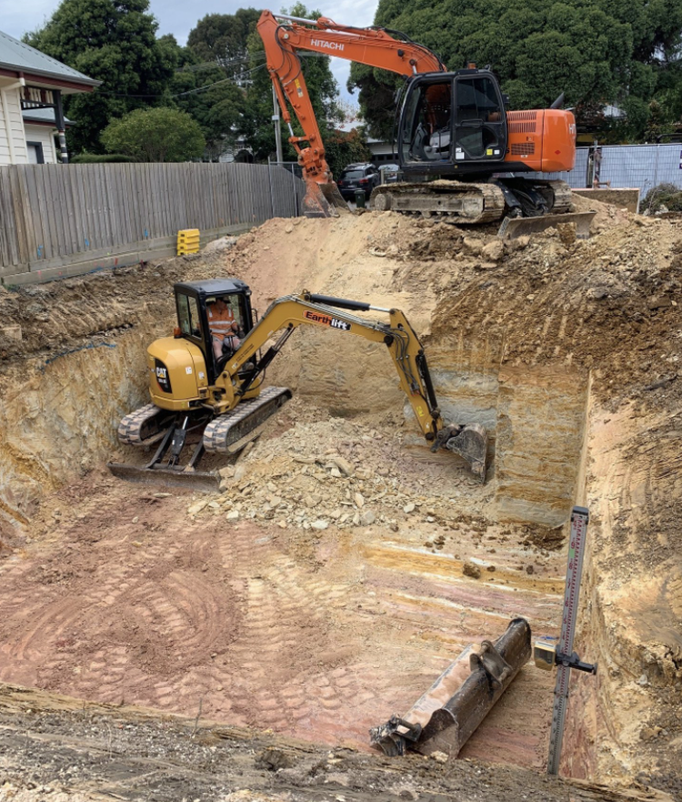 Excavation equipment at a construction site