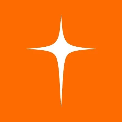 A white star shape on an orange background.