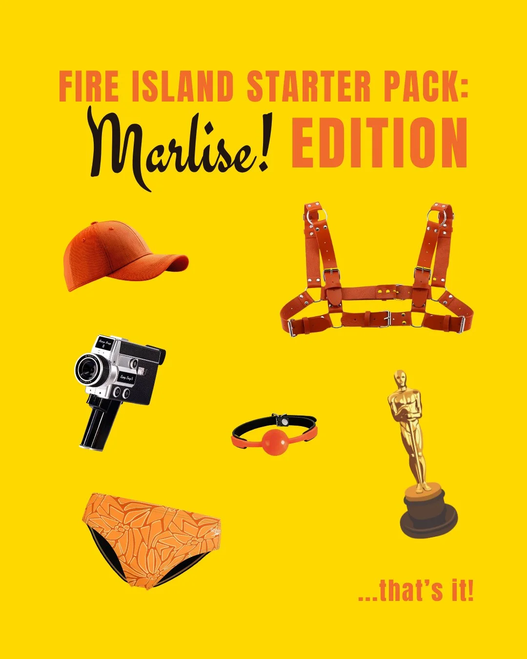 Everything you need for a Marlise-themed Fire Island weekend, because even if no one saw it happen, it still happened lol ⁠
⁠
#fireisland #newmusical #offbroadway #marlisemusical #gaysformarlise