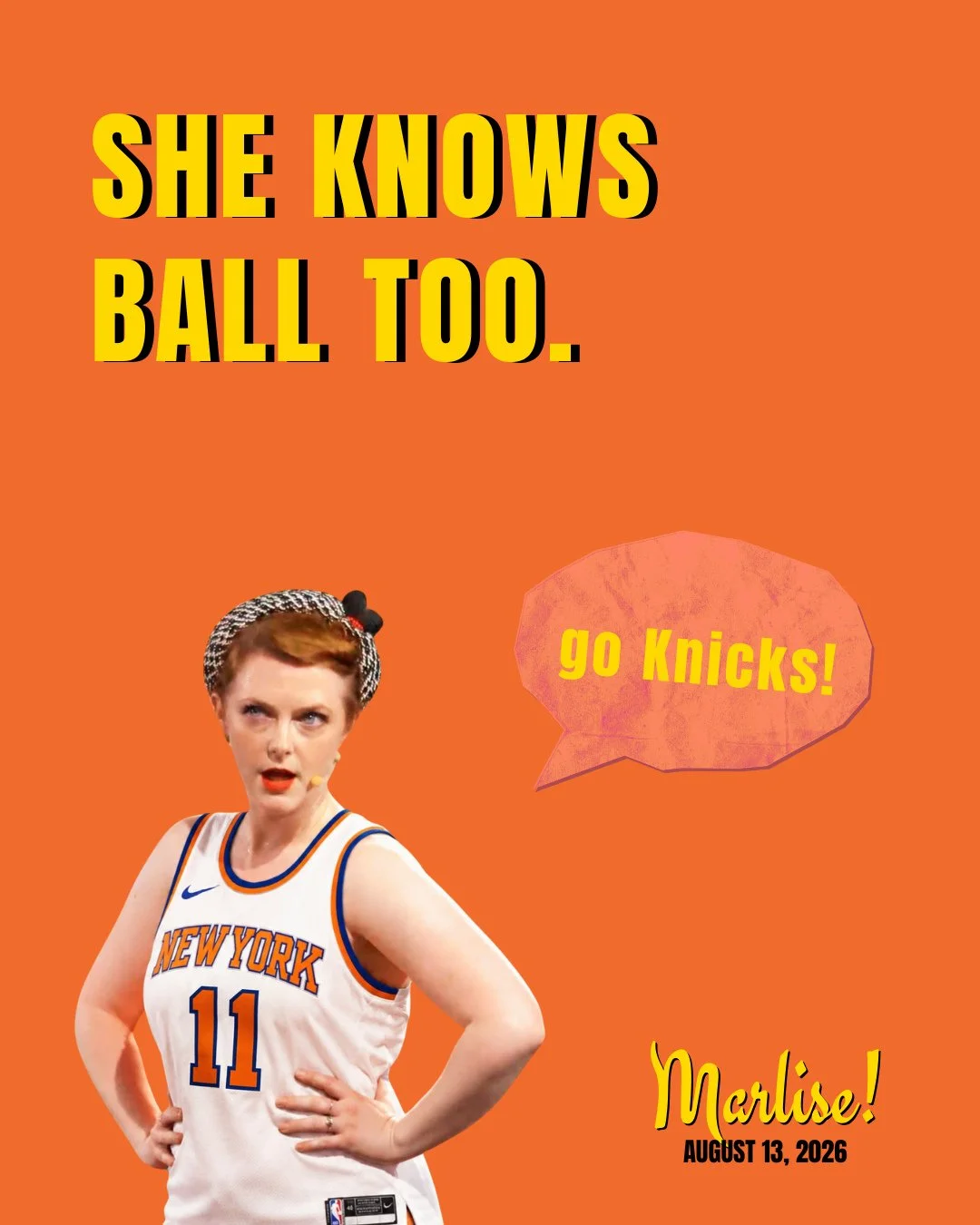 I don't entirely understand basketball, but I'm sure Marlise certainly does! ⁠
The Knicks need to win. ⁠
Marlise needs an alibi.⁠
New York is rooting for both.⁠
-Arnold⁠
⁠