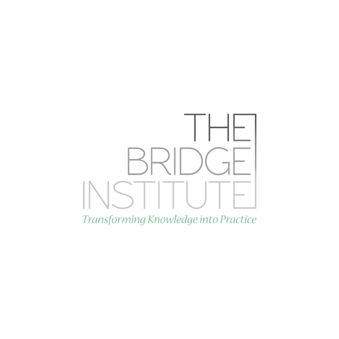 Logo of The Bridge Institute with the tagline "Transforming Knowledge into Practice" in teal text.