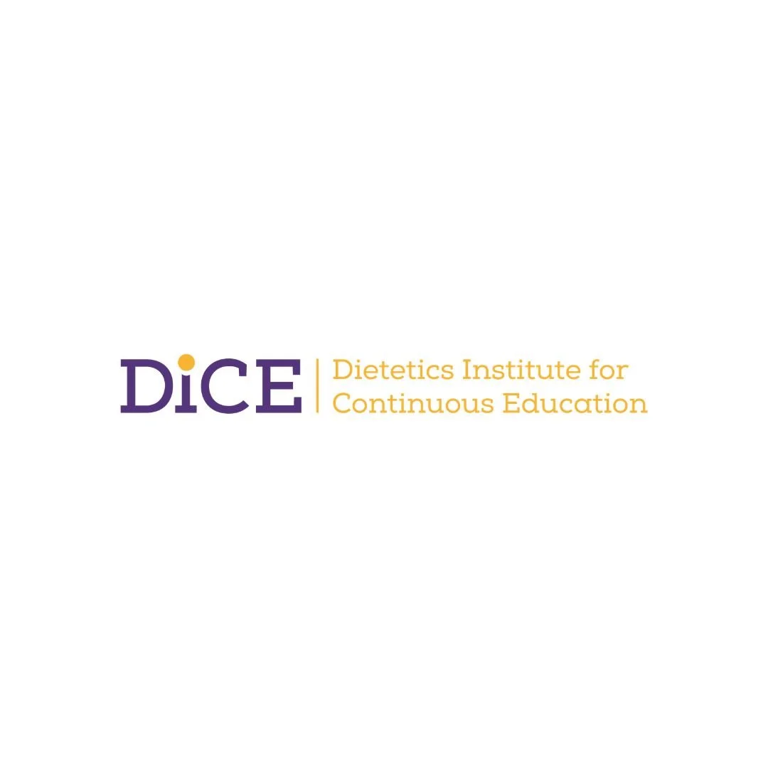 Logo of DACE - Dietetics Institute for Continuous Education, with purple and gold text on a white background.