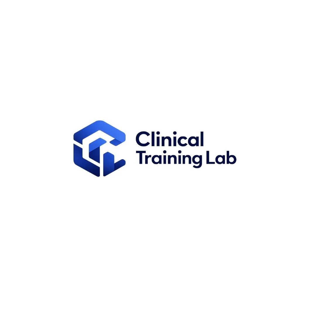 Logo of Clinical Training Lab with a blue geometric cube icon and the company name in black text.