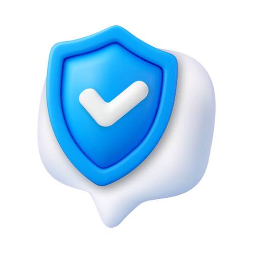 3D illustration of a blue shield with a white checkmark inside, CPD verified