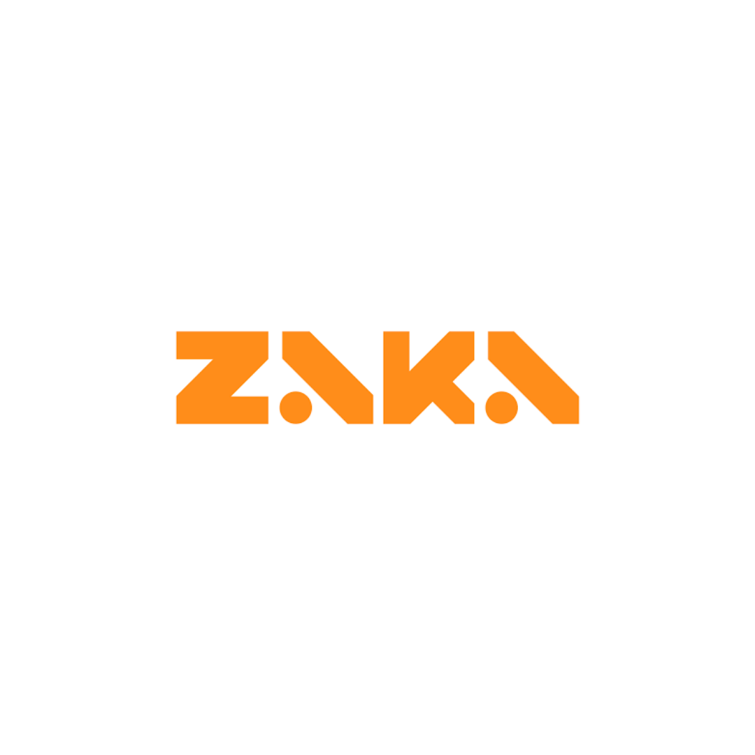 ZAK logo in orange on a white background.