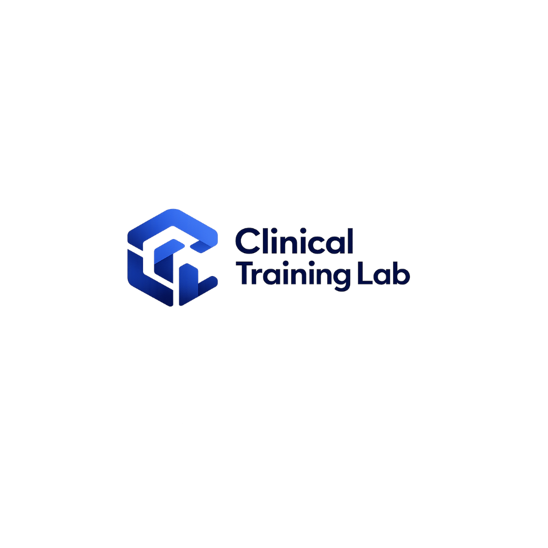 Logo of Clinical Training Lab featuring a blue geometric cube and the text 'Clinical Training Lab' in blue.