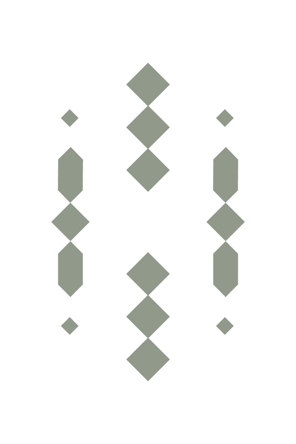 Geometric abstract design with gray diamond and hexagon shapes on a black background.