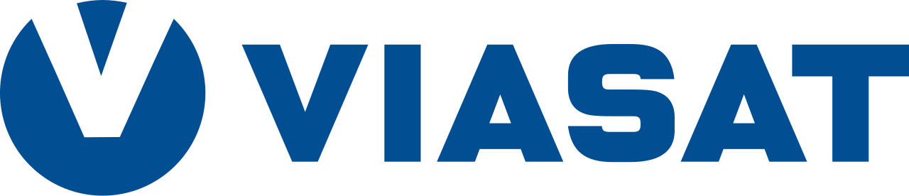 Viasat logo in blue with a stylized V symbol.