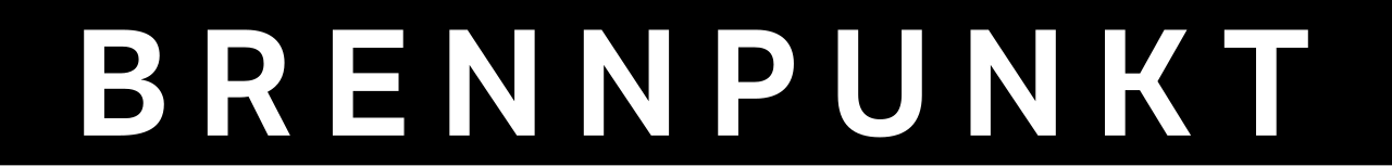 Bold white text on a black background spelling 'BRENNPUNKT'.