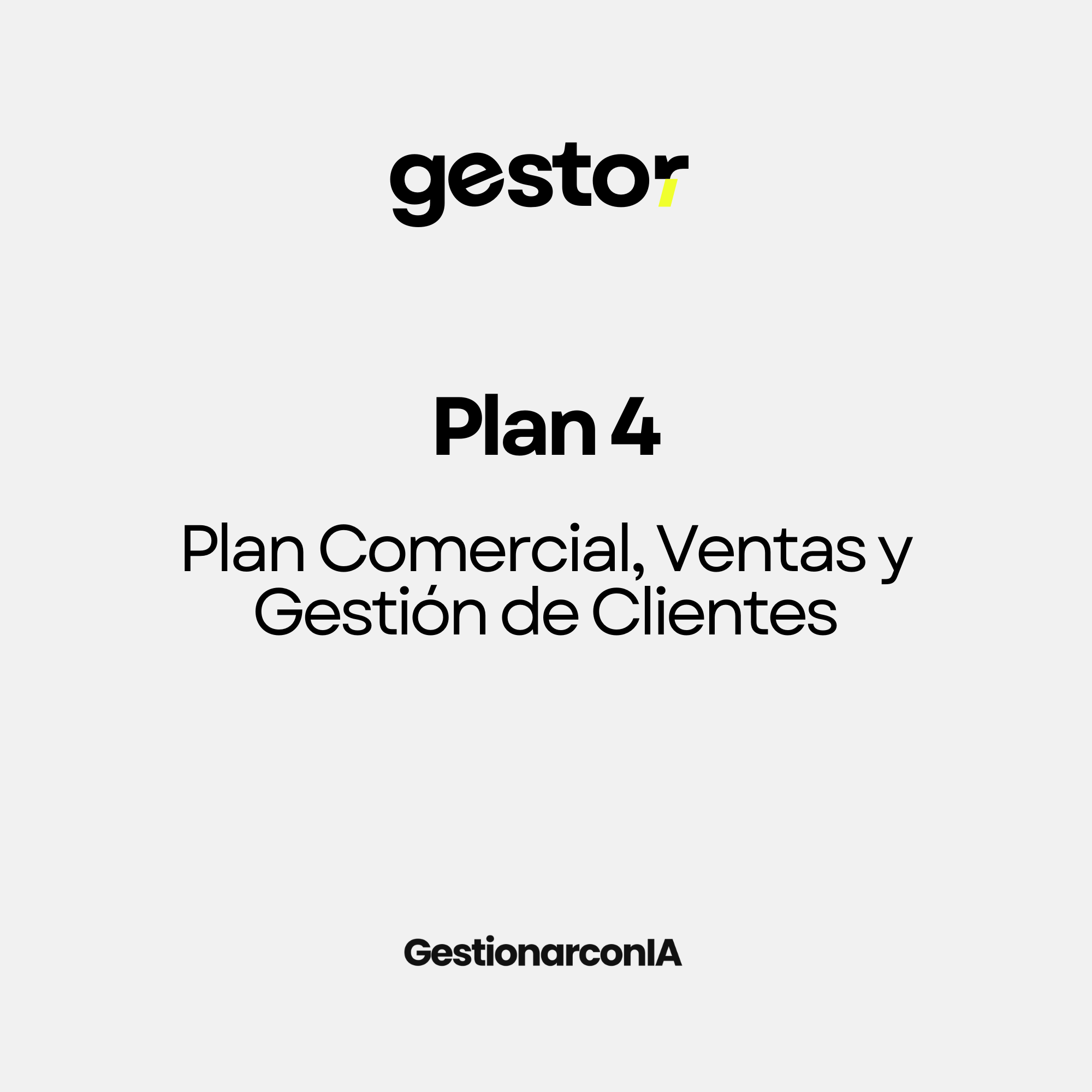GESTOR DEL PLAN 4 . Plan Comercial, Ventas y Gestión de Clientes