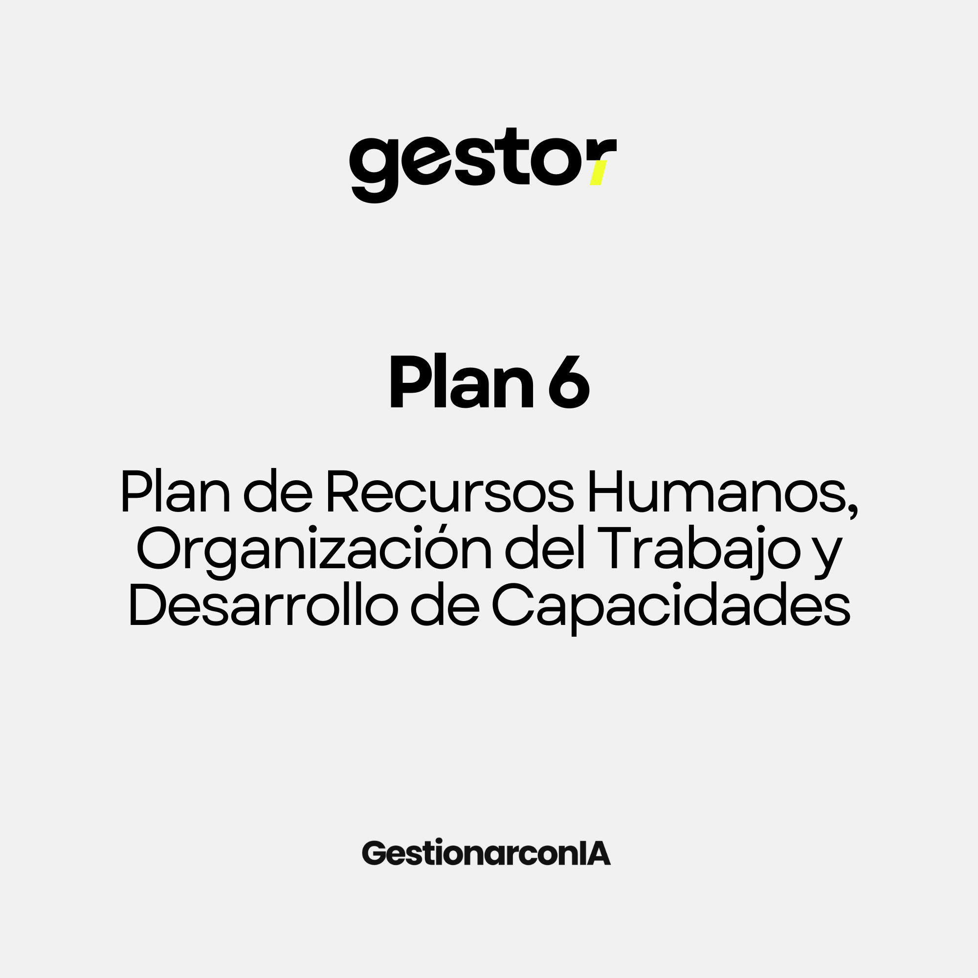 GESTOR DEL PLAN 6 . Plan de Recursos Humanos, Organización del Trabajo y Desarrollo de Capacidades