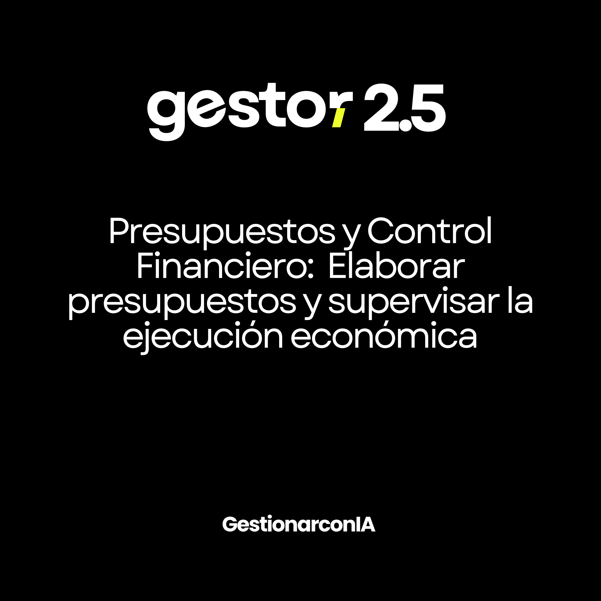 GESTOR 2.5 – Presupuestos y Control Financiero: Elaborar presupuestos y supervisar la ejecución económica