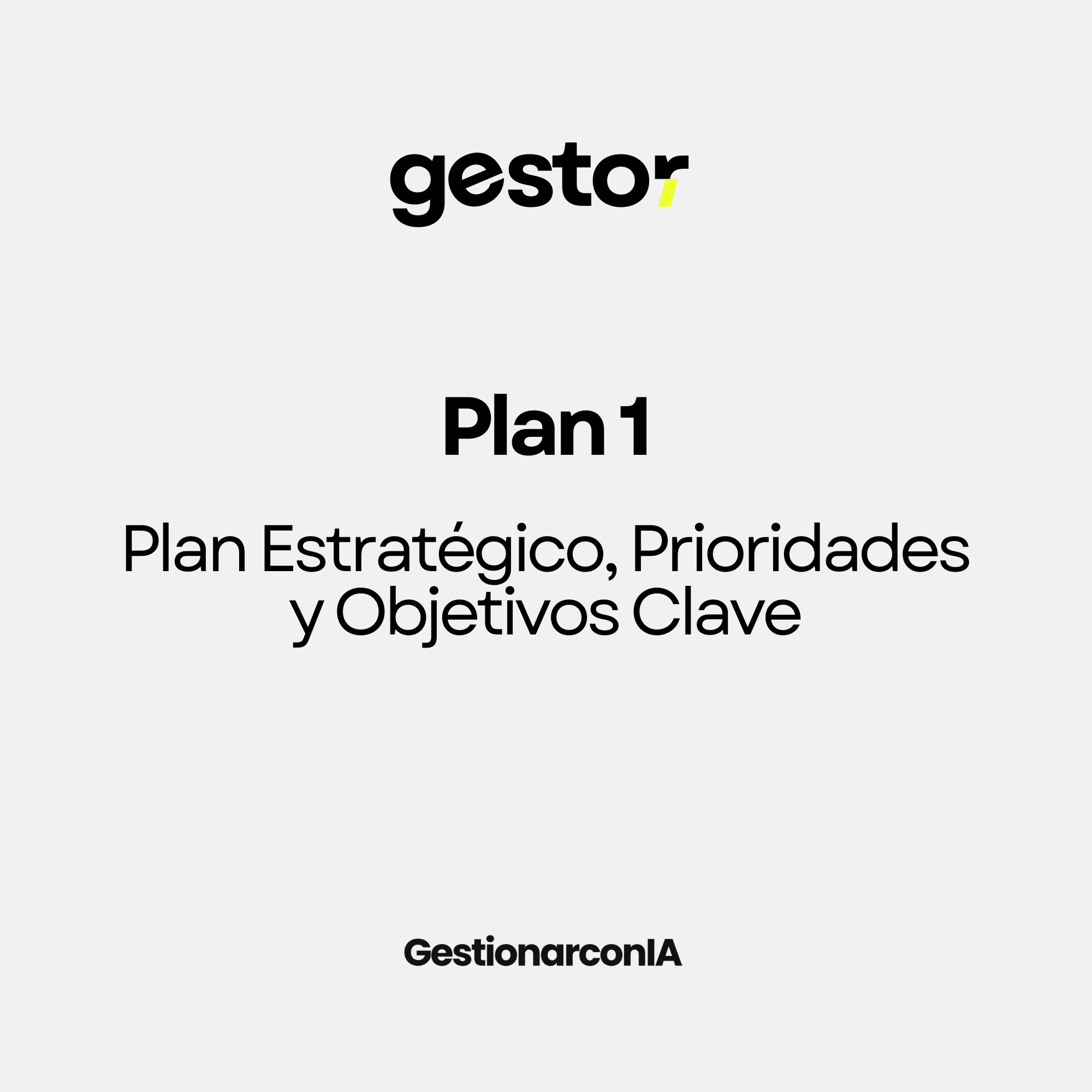 GESTOR DEL PLAN 1: Plan Estratégico, Prioridades y Objetivos Clave