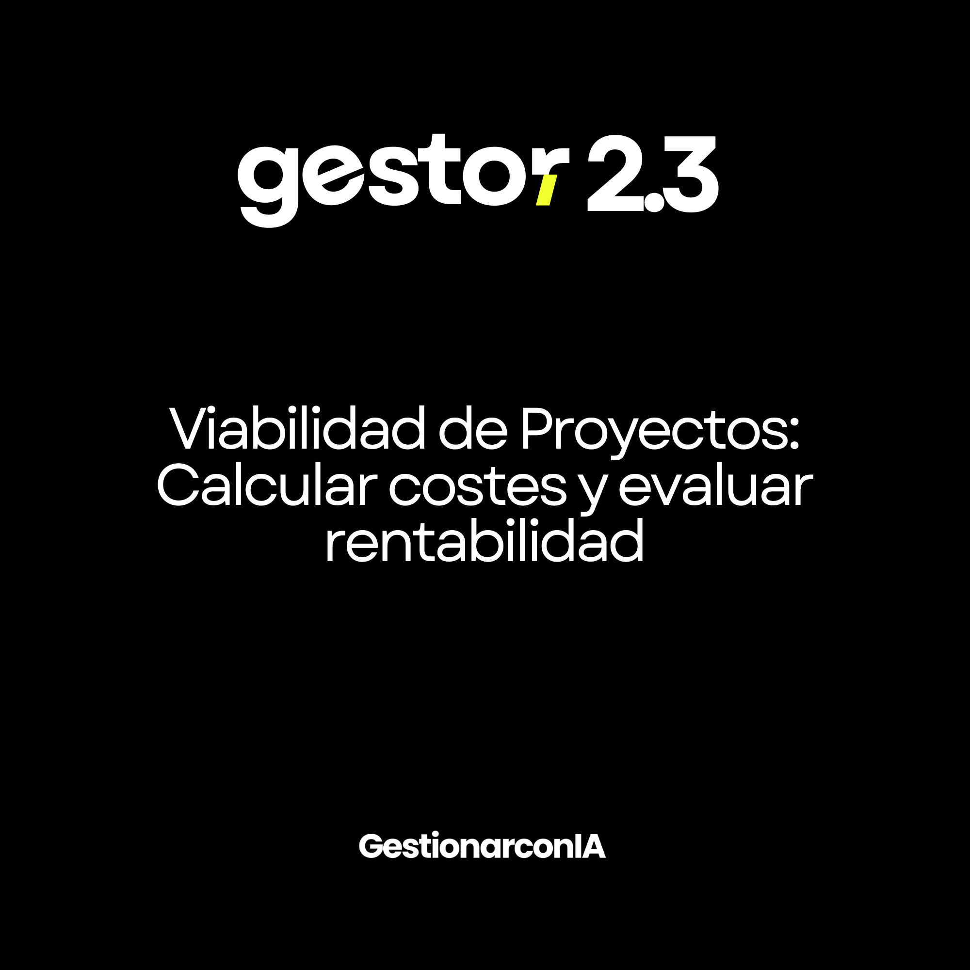 GESTOR 2.3  –Viabilidad de Proyectos: Calcular costes y evaluar rentabilidad