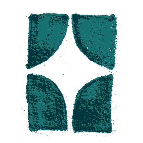 Image abstraite avec formes géométriques en turquoise sur fond noir.