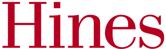 The Hines logo in large red font against a white background.