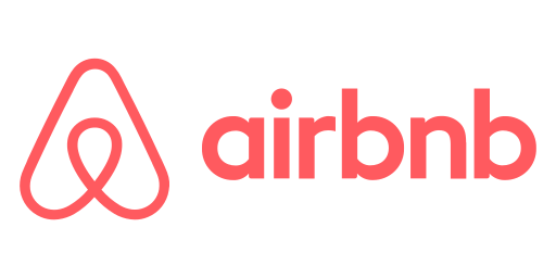 Airbnb logo with a stylized pink icon and the word 'airbnb' in pink text.