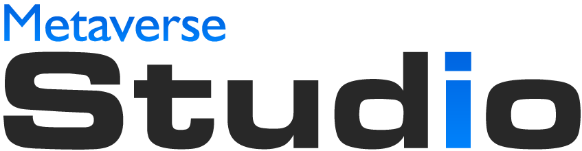 Logo for 'Metaverse Studio' with 'Metaverse' in blue and 'studio' in black, featuring a small blue square dot on the letter 'i'.